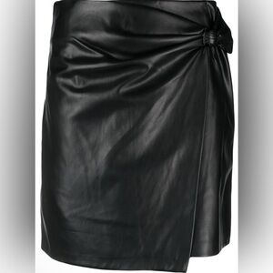 DKNY Black Faux Leather Mini Skort NWOT